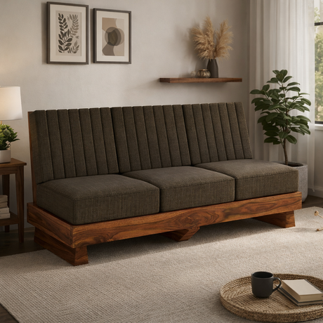 RONNY Solid Sheesham Wood 3 Seater Sofa - 3 Year Warranty (LUXE EDITION)