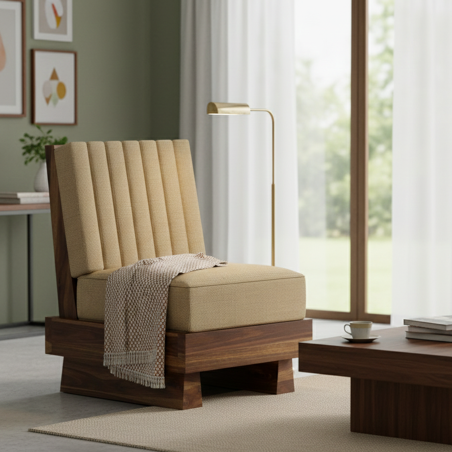 RONNY Solid Sheesham Wood Single Seater Sofa - 3 Year Warranty (LUXE EDITION)