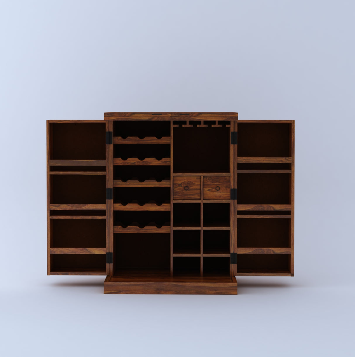 Olso Wine Cabinet in Solid Sheesham Wood - BIG - 3 Years Warranty