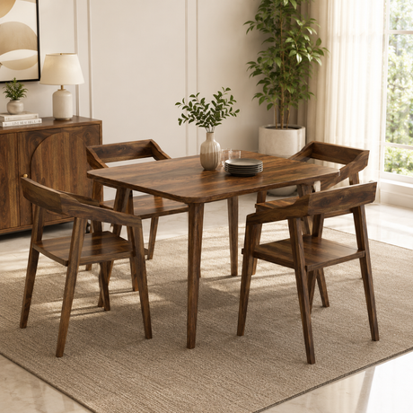 Emporio Solid Sheesham Wood 4 Seater Dining Set - 3 Years Warranty