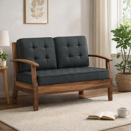 RAYON Solid Sheesham Wood 2 Seater Sofa - 3 Year Warranty (LUXE EDITION)