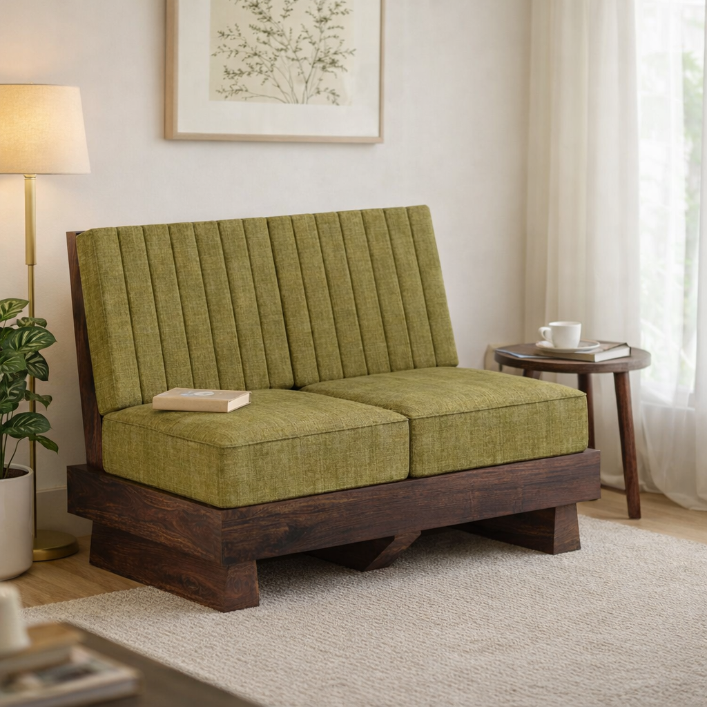 RONNY Solid Sheesham Wood 2 Seater Sofa - 3 Year Warranty (LUXE EDITION)