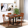 Wave Solid Sheesham Wood 4 Seater Dining Set With Iron Legs(Wave Detailing Top) -  3 Years Warranty