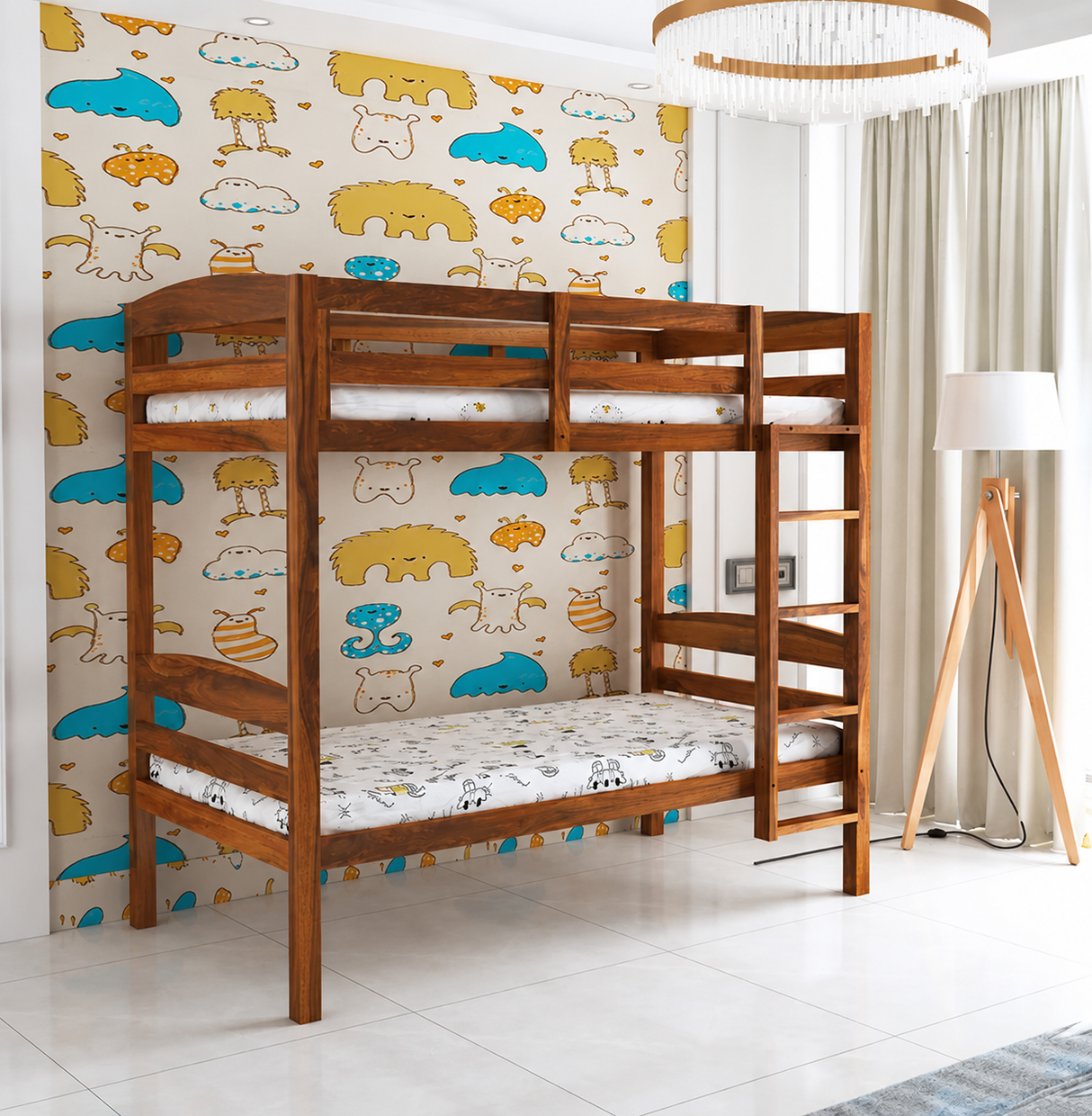 KATY Solid Sheesham Wood Bunk Bed Without Storage - 3 Years Warranty
