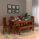 Akon Solid Sheesham Wood 6 Seater Dining Table Set - 3 Years Warranty