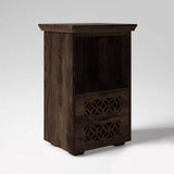 Jodhpur Solid Sheesham Wood Bedside Table  With Storage - 1 Year Warranty