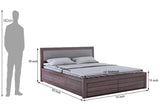 Euro Solid Sheesham Wood Bed with Box Storage and Upholstery Headboard -  3 Years Warranty