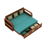COSMOS Solid Sheesham Wood 3 Seater Sofa Cum Bed with Headboard Design - 3 years Warranty