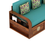 COSMOS Solid Sheesham Wood 3 Seater Sofa Cum Bed with Headboard Design - 3 years Warranty