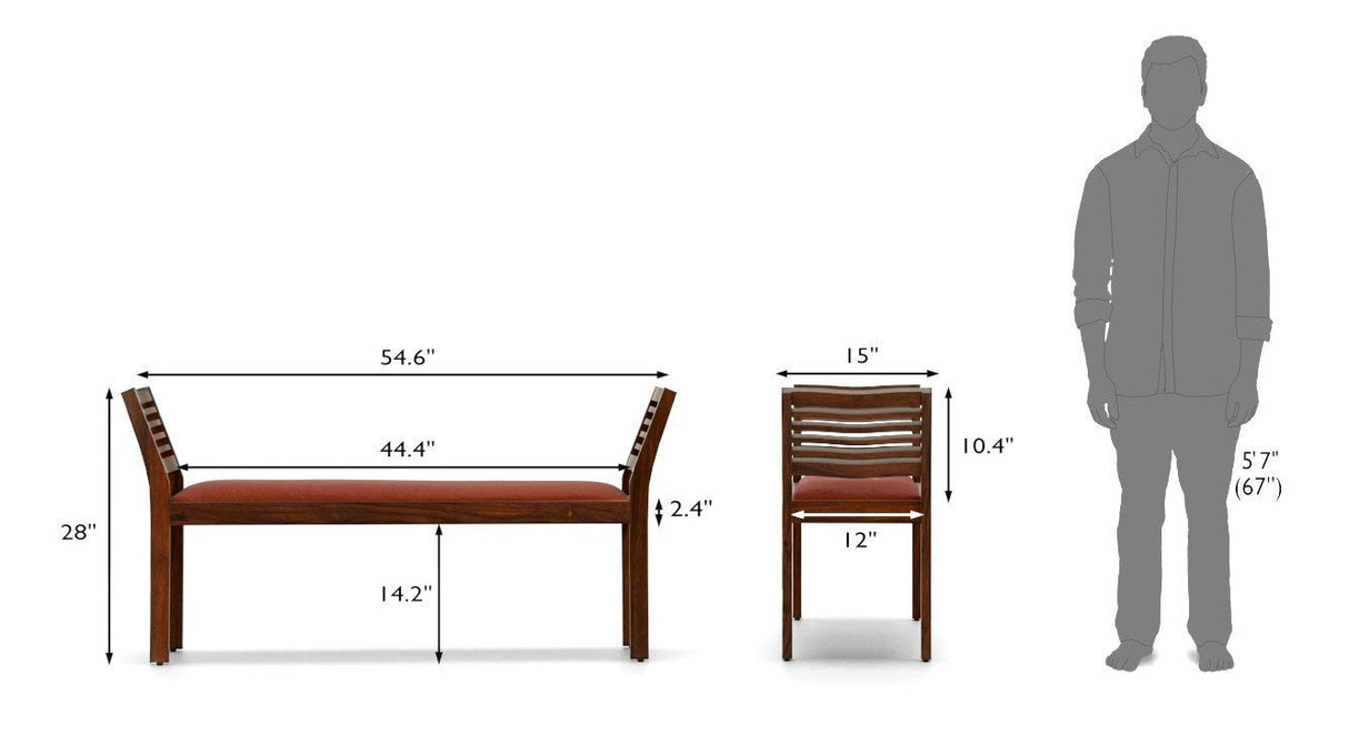 Mayor Solid Sheesham Wood Bench - 3 Years Warranty