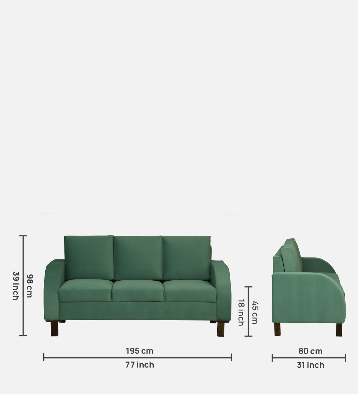 MAURUS Three Seater Upholstered Sofa Velvet - 12 Months Warranty - OASIS