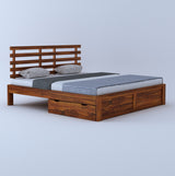 Strap Solid Sheesham Wood Bed With Two Drawer Storage - 3 Years Warranty