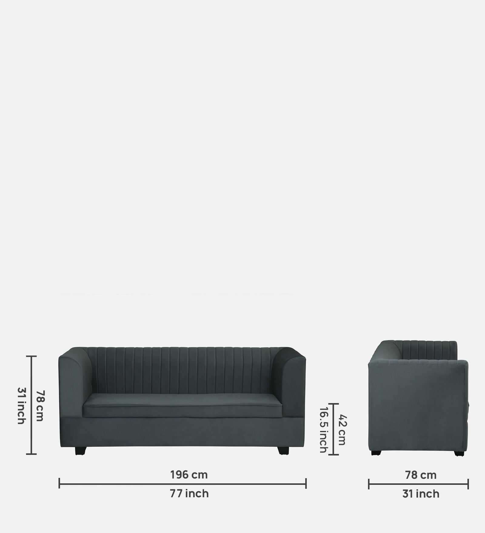 VENUS Three Seater Upholstered Sofa Velvet - 12 Months Warranty - TAR features