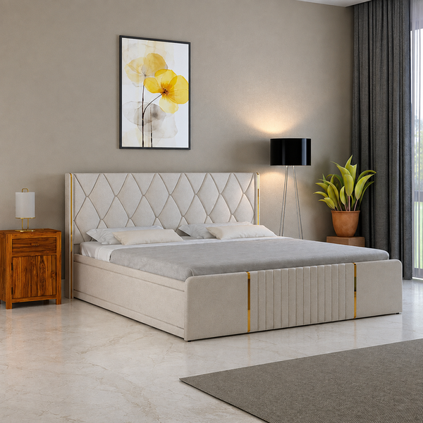 Archer Upholstered Bed With Box Storage - 12 Months Warranty(LUXE EDITION)