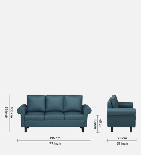 LUNA Three Seater Upholstered Sofa - 12 Months Warranty - Navy Blue