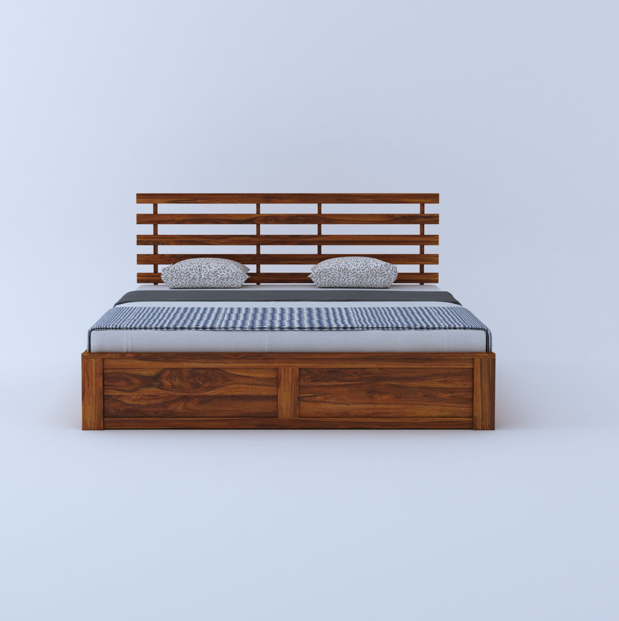 Strap Solid Sheesham Wood Bed With Two Drawer Storage - 3 Years Warranty