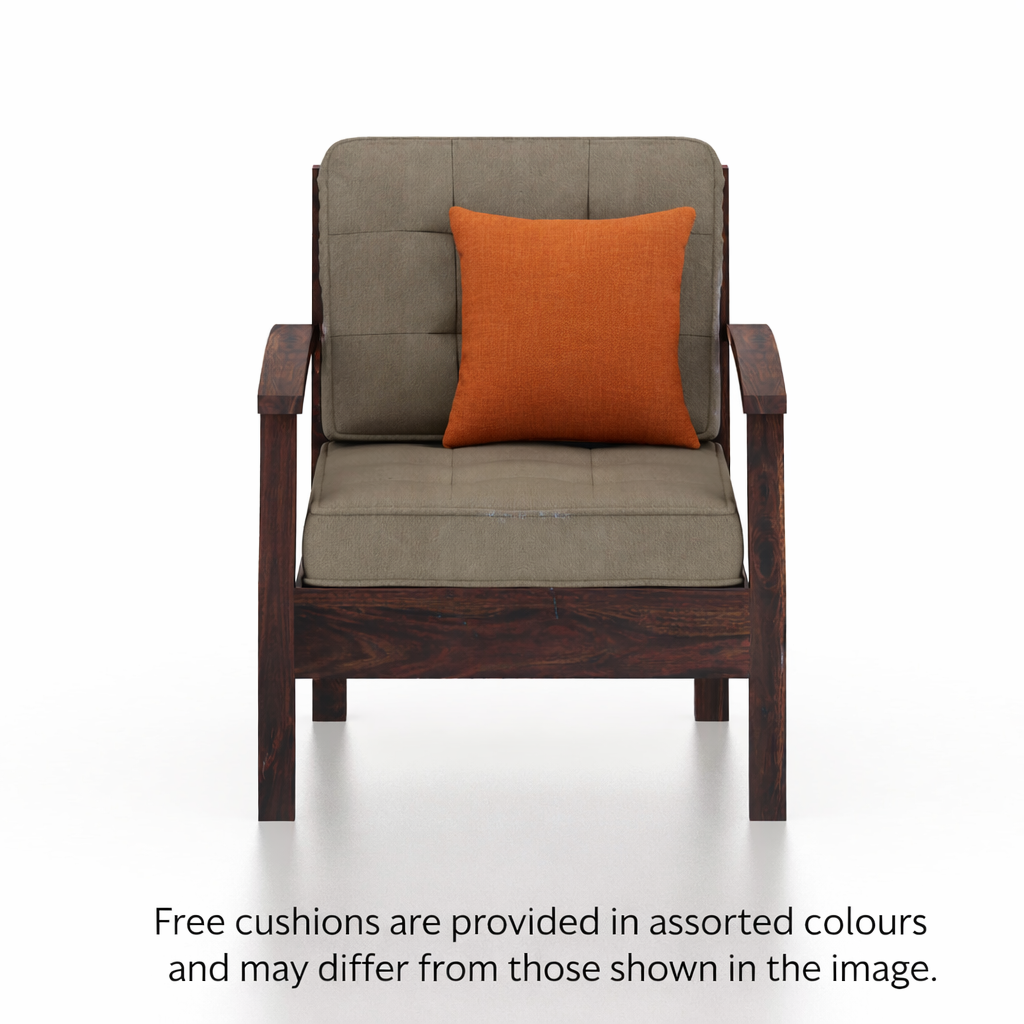 RAYON Solid Sheesham Wood Single Seater Sofa - 3 Year Warranty (LUXE EDITION)