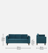 MANALI Three Seater Upholstered Sofa Velvet - 12 Months Warranty