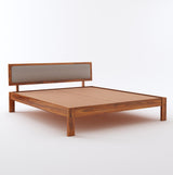 Euro Solid Sheesham Wood Bed With Upholstered Headboard - 3 Years Warranty
