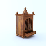 Brass Solid Sheesham Wood Mandir - 3 Years Warranty