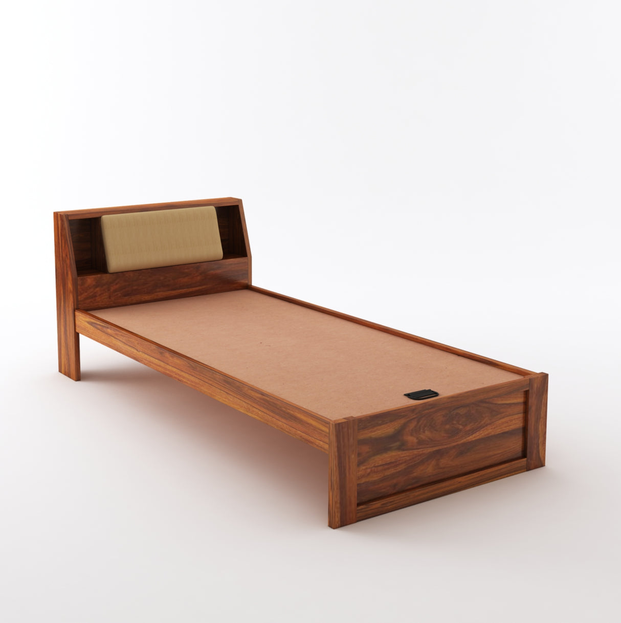 Mayor Solid Sheesham Wood Single Size Bed With Headboard Storage - 3 Years Warranty