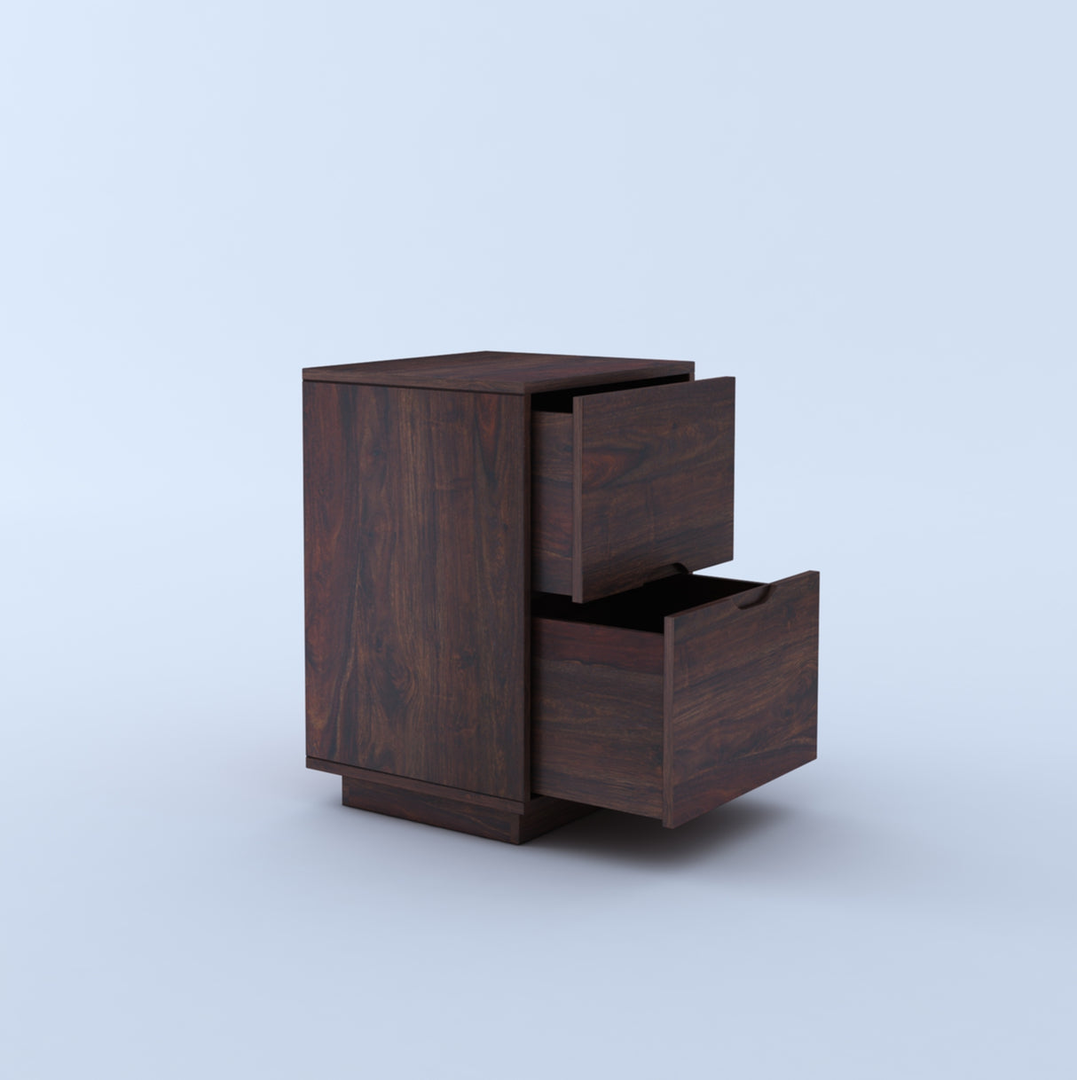 Foster Solid Sheesham Wood Bedside With Two Drawer Storage - 3 Years Warranty