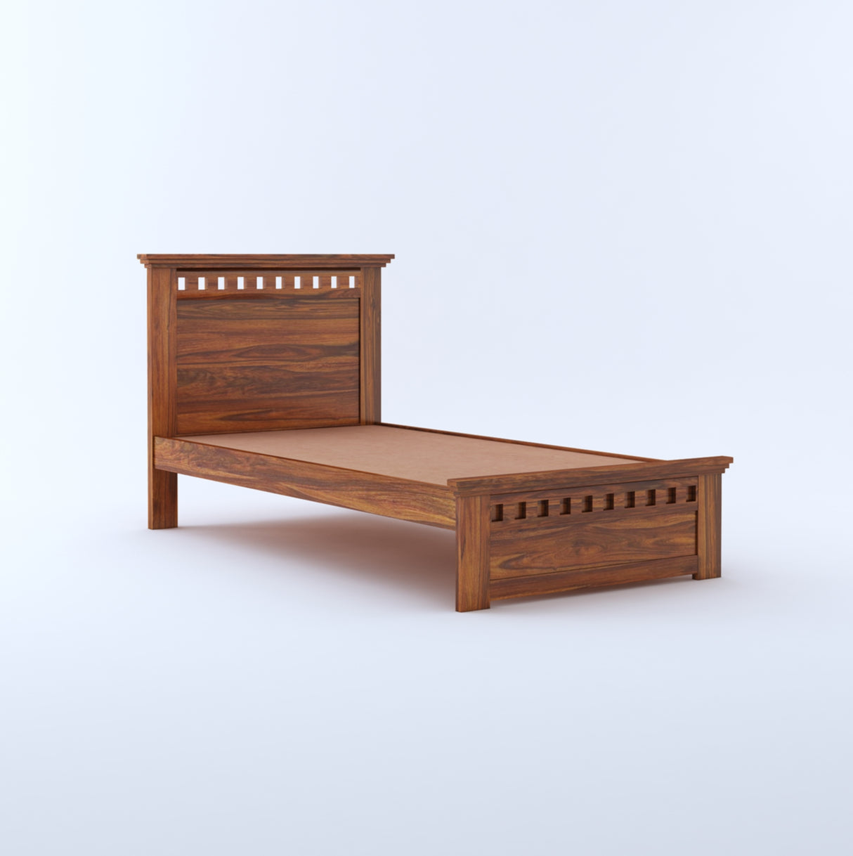 Armania Solid Sheesham Wood Single Size Bed Without Storage - 3 Years Warranty