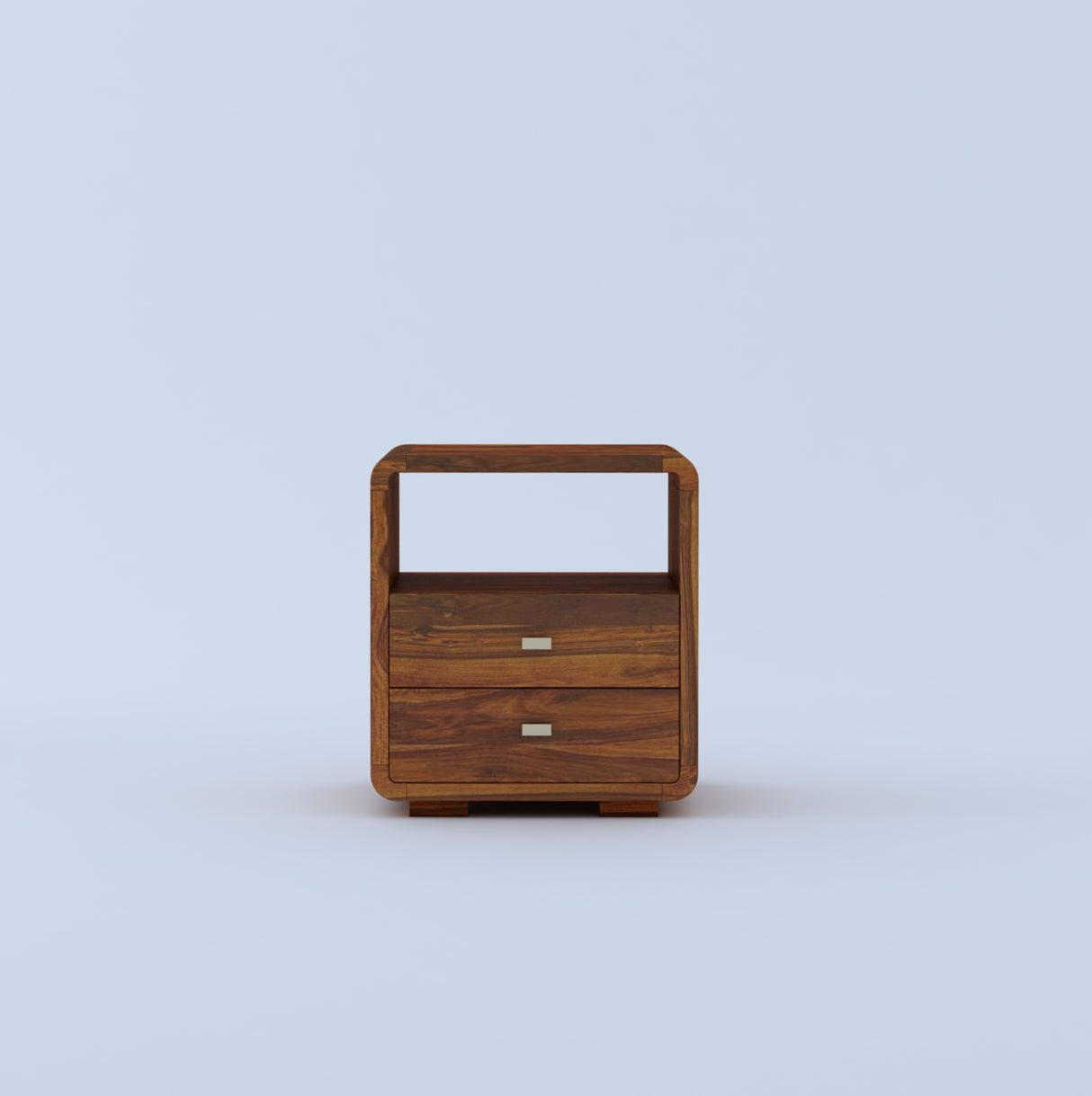 Mega Solid Sheesham Wood Bedside Table With Two Drawer Storage - 3 Years Warranty