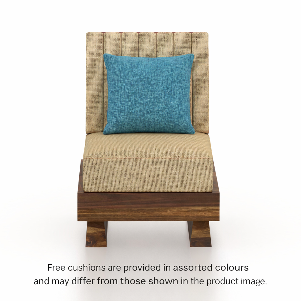 RONNY Solid Sheesham Wood Single Seater Sofa - 3 Year Warranty (LUXE EDITION)