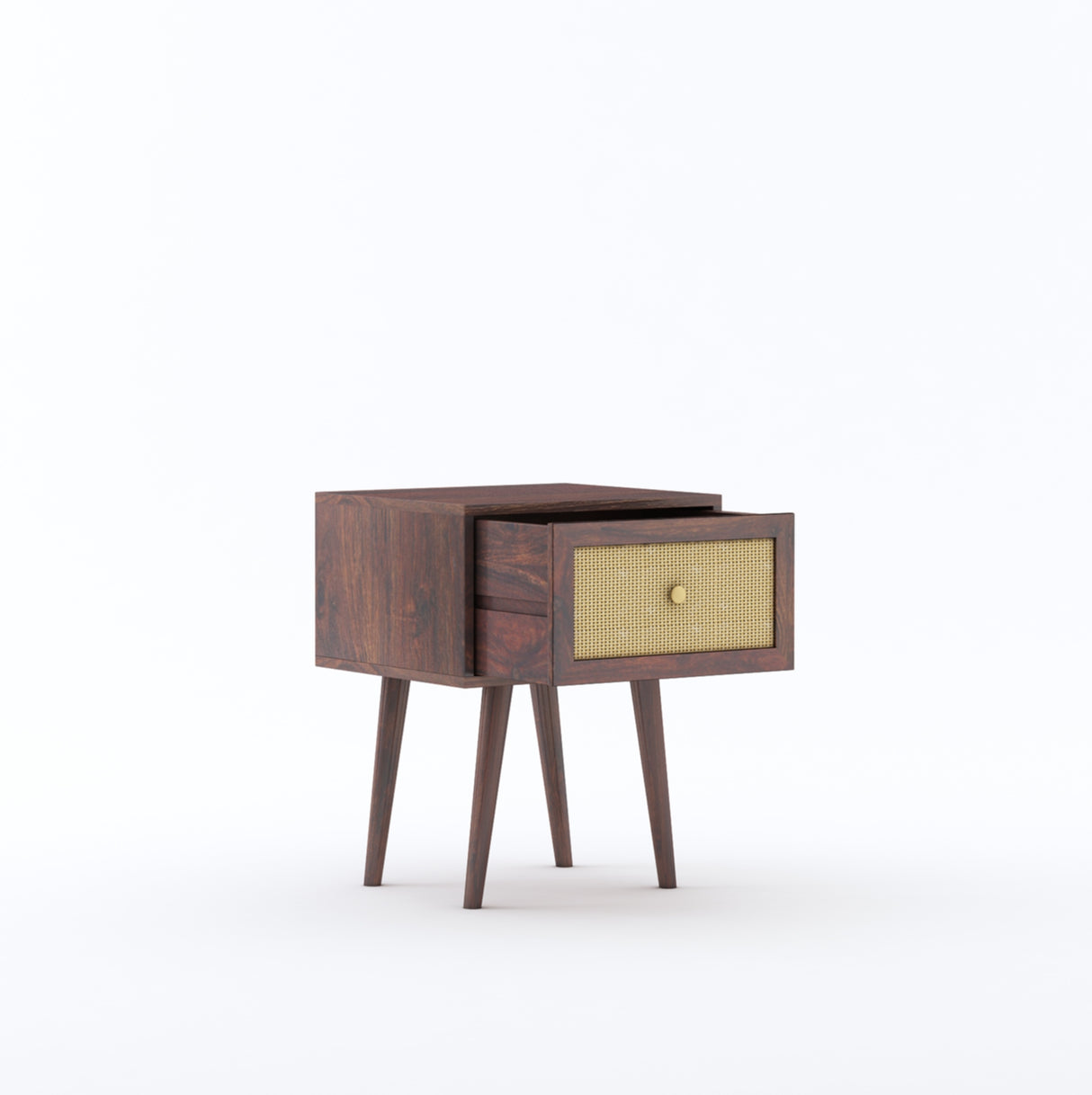 Syrus Solid Sheesham Wood One Drawer Bedside Cane - 3 Years Warranty