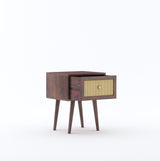 Syrus Solid Sheesham Wood One Drawer Bedside Cane - 3 Years Warranty