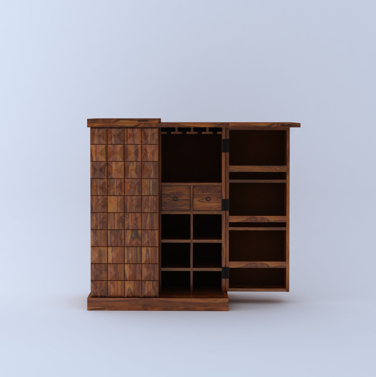 Olso Wine Cabinet in Solid Sheesham Wood - BIG - 3 Years Warranty