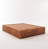 Italian Solid Sheesham Wood Bed With Hydraulic Storage Without Headboard - 3 Years Warranty