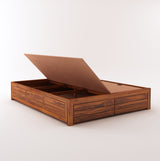 Italian Solid Sheesham Wood Bed With Box Storage Without Headboard - 3 Years Warranty