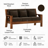 CIZAR Solid Sheesham Wood 3 Seater Sofa - 3 Year Warranty (LUXE EDITION)