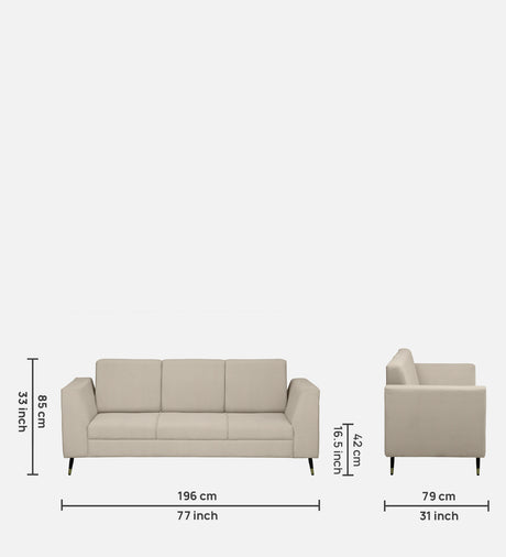 CUBA Three Seater Upholstered Sofa Velvet - 12 Months Warranty - Beige Swed