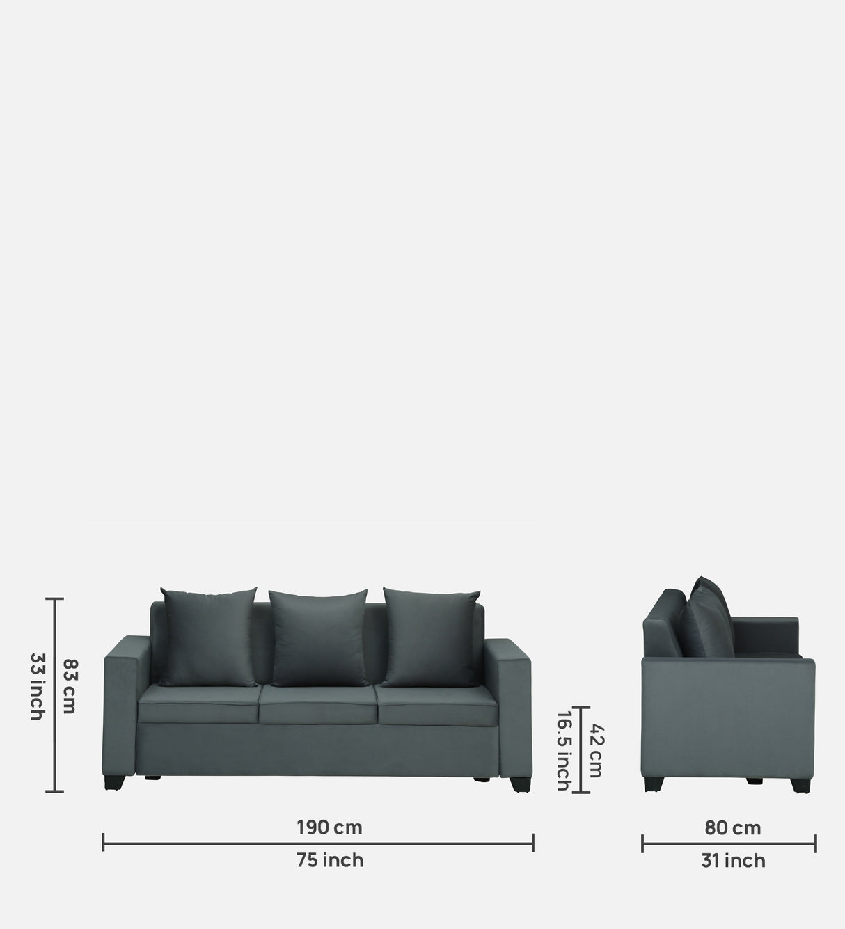 GOA Three Seater Upholstered Sofa Velvet - 12 Months Warranty - TAR