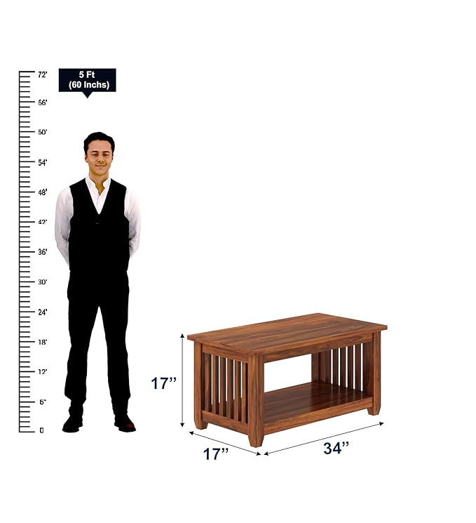 Maharaja Solid Sheesham Wood Coffee Table  - 3 years Warranty