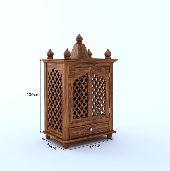 Aastha Solid Sheesham Wood Mandir - 3 years Warranty
