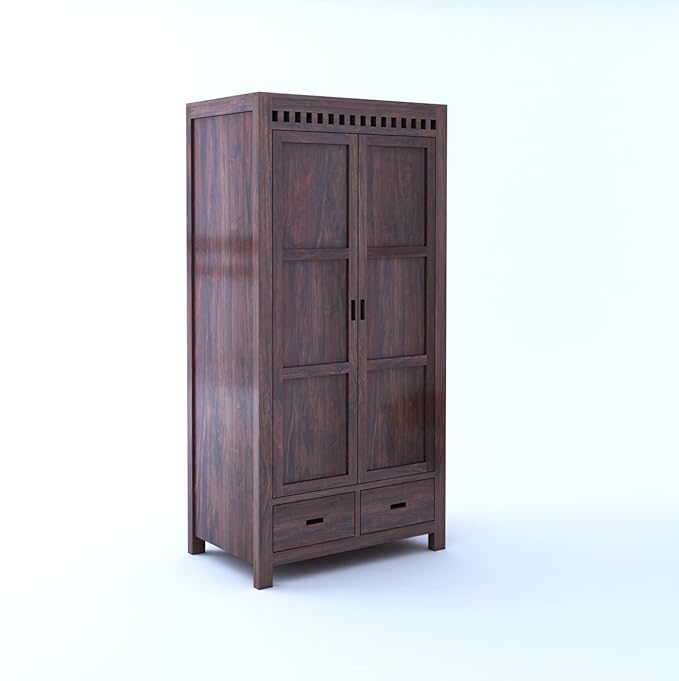 Armania Solid Sheesham Wood 2 door Wardrobe/Almirah - 1 Year Warranty