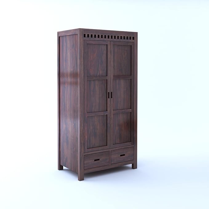 Armania Solid Sheesham Wood 2 door Wardrobe/Almirah - 3 years Warranty