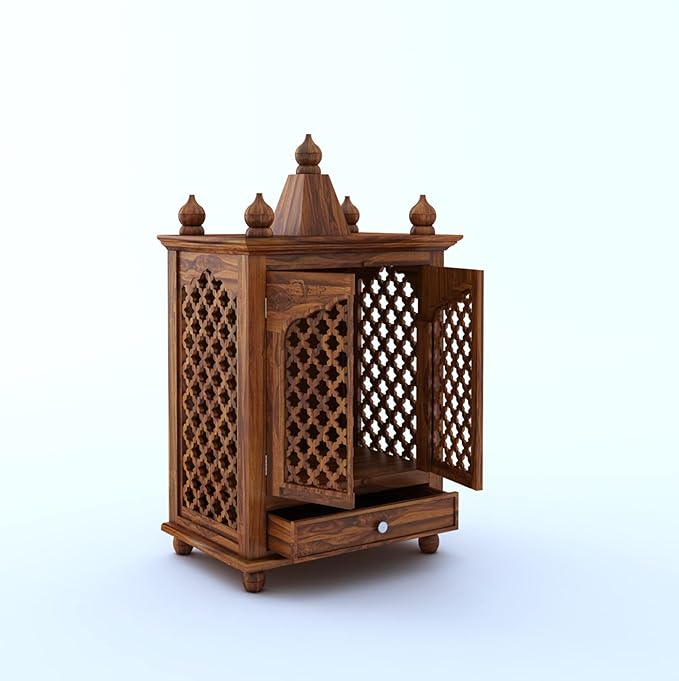 Aastha Solid Sheesham Wood Mandir - 3 years Warranty