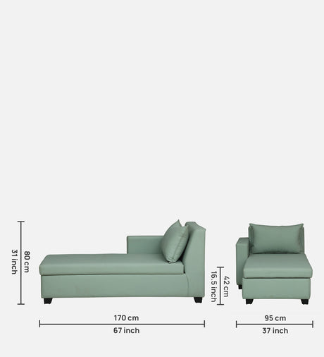 Mayor Leatherette Fabric LHS Lounger With Hydraulic Storage In Oasis Color