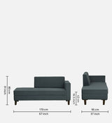 Venus Velvet Fabric LHS Lounger In Grey Color