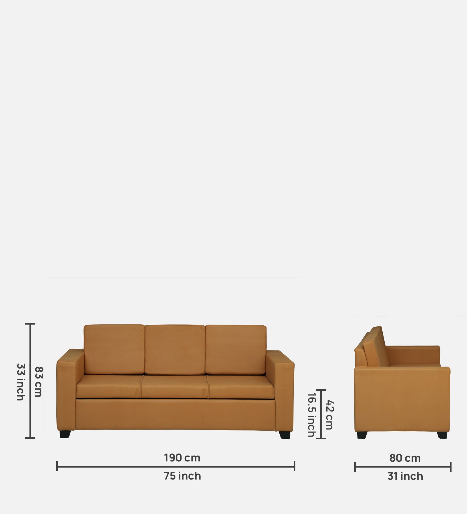 GOA Three Seater Upholstered Sofa With Storage - 12 Months Warranty - SAFFARON features