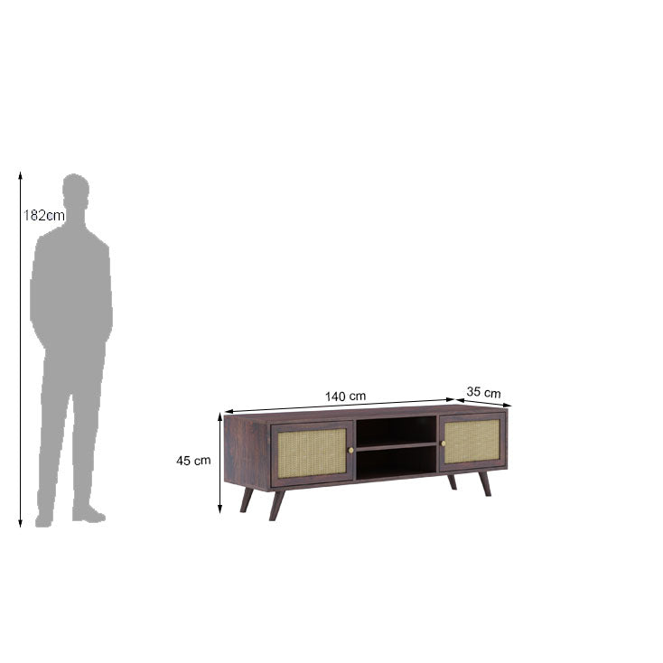 Syrus Solid Sheesham Wood TV Unit Cane - 3 Years Warranty