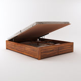 Italian Solid Sheesham Wood Bed With Hydraulic Storage Without Headboard - 3 Years Warranty