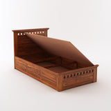 Armania Solid Sheesham Wood Single Size Bed With Box Storage - 3 Years Warranty
