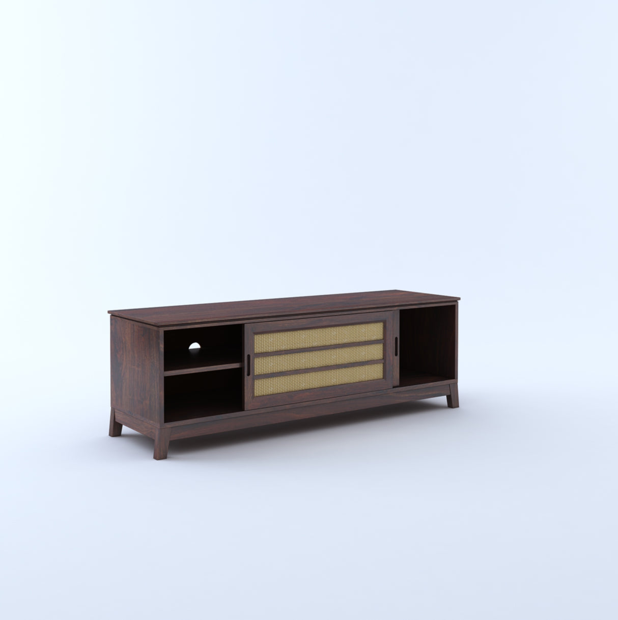 Cosmos Solid Sheesham Wood TV Unit Cane With Sliding Doors - 3 Years Warranty