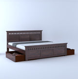 Armania Solid Sheesham Wood Bed With Two Drawer Storage - 3 Years Warranty